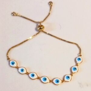 Goldtone Evil Eye Adjustable Bracelet ⚜️